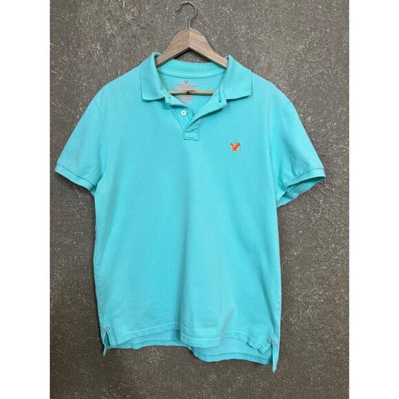 American Eagle Men's Aqua Blue Polo Shirt Large - Picture 1 of 5